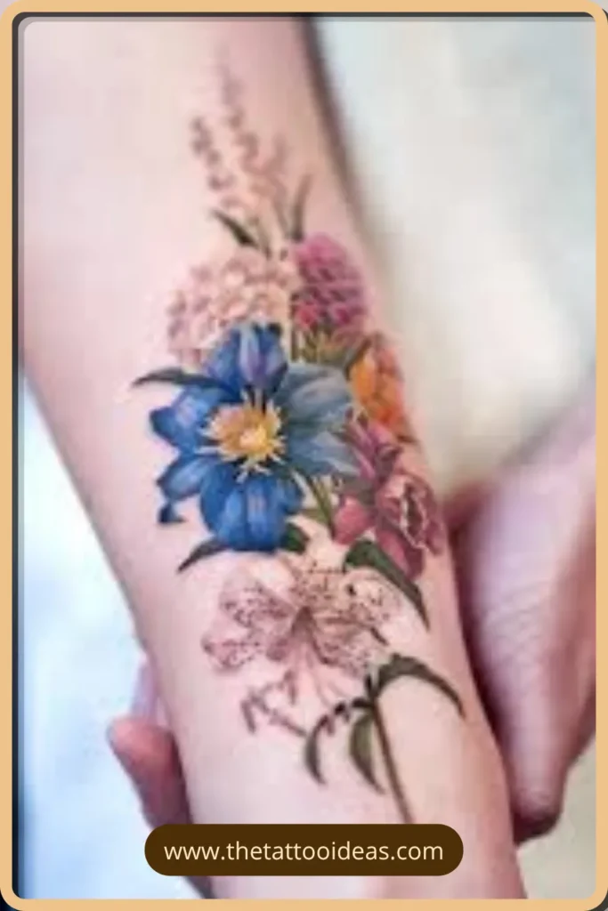 Top 10 BTS Tattoo Ideas - Meaningful Designs for True ARMY Fans 11 BTS Birth Flower Tattoo BTS Tattoo Ideas
