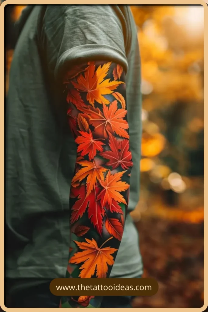 Orange and Autumn Leaves Tattoo Noah Kahan Tattoo Ideas