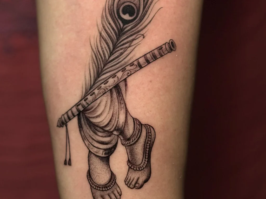 35 Bird Tattoo Ideas: Meanings, Species and Best Placements 36 Peacock feather and flute tattoo on a calf