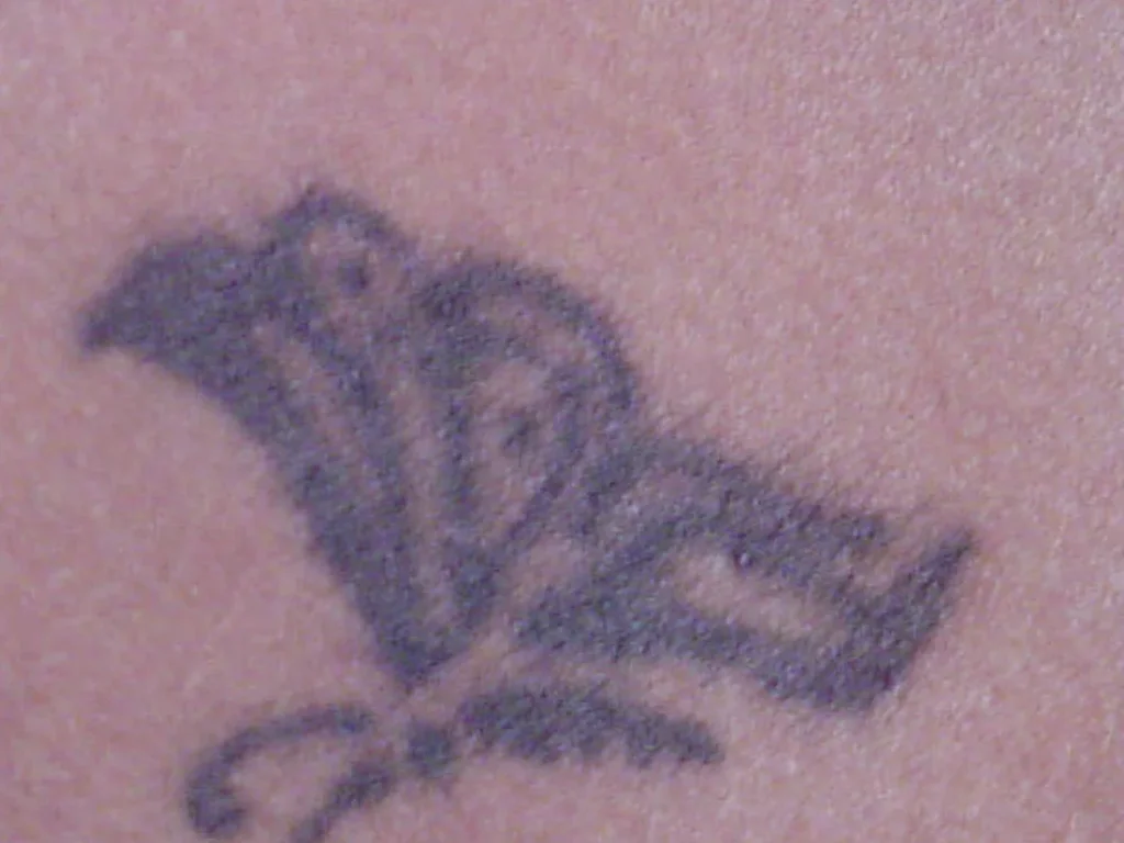 22 Butterfly Tattoo Ideas: Meanings, Styles and Best Placements 17 Small dark butterfly tattoo low on the hip